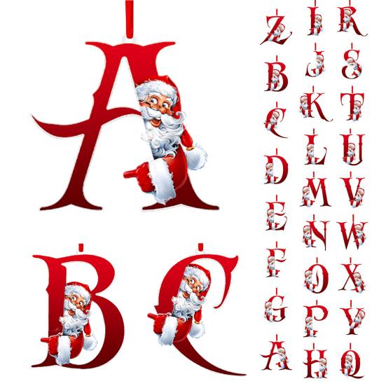 Рождественские украшения, персонализированные 26 букв имени слова елочные подвесные украшения Санта монограмма алфавит акриловый кулон для сумки елка декор