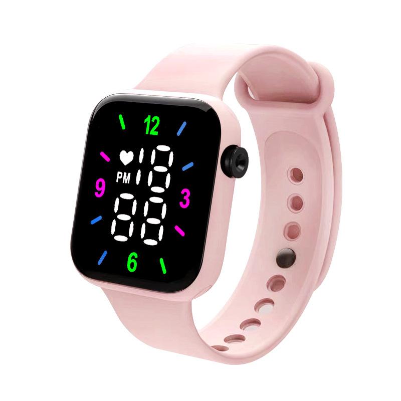Детские электронные часы LED цифровые спортивные часы водонепроницаемые модные квадратные уличные силиконовый браслет для детей