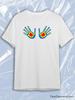 TeeSensation White Crew Neck Short Sleeve T-Shirt with Colorful Heatmap Style Hand Print Blue Yellow Red Gradient