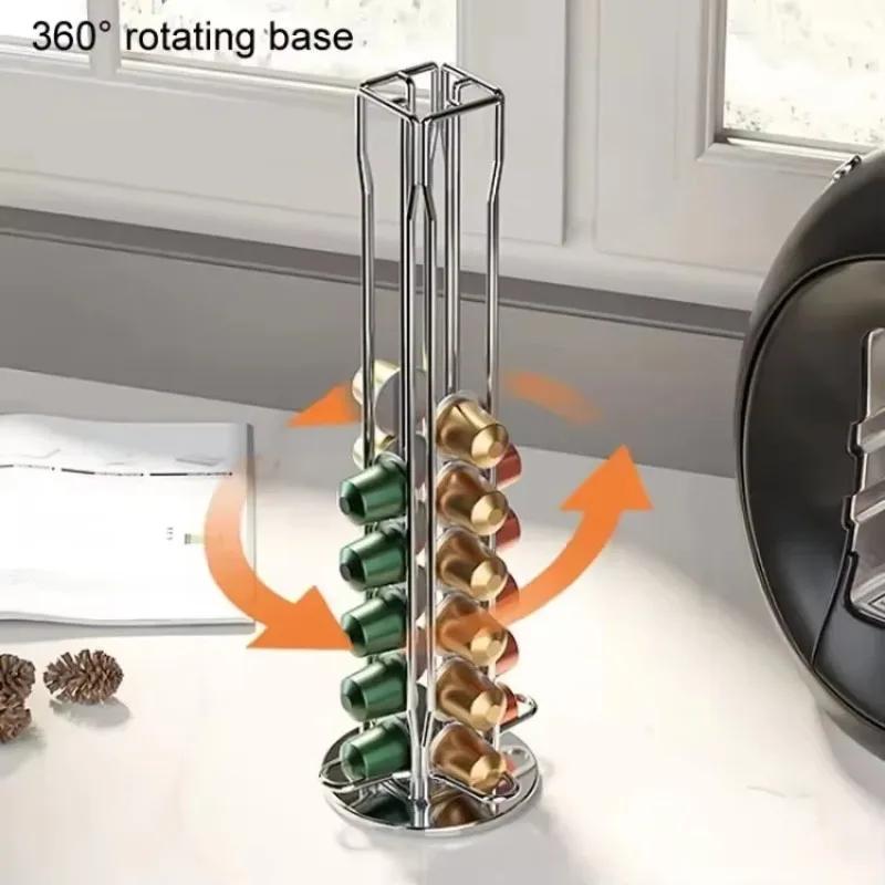 40 Капсул Кофе Золотых Капсулы для Кофе Nespresso Держатель для Капсул Кофе Вращающаяся Стойка Стенд для Капсул Кофе Полка для Хранения Держатель-Органайзер