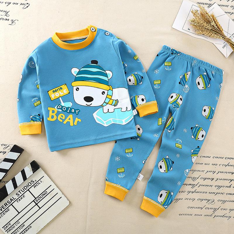 Winter Kids Long Sleeve O Neck T Shirt Pants Set Casual Baggy 2pcs Suit Cotton Cartoon Printes Outfit