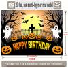 Party Backdrop Halloween Flat Banners Pumpkin Ghost Cross Graveyard Celebrations Wedding Event Photo Background Front Door Decor