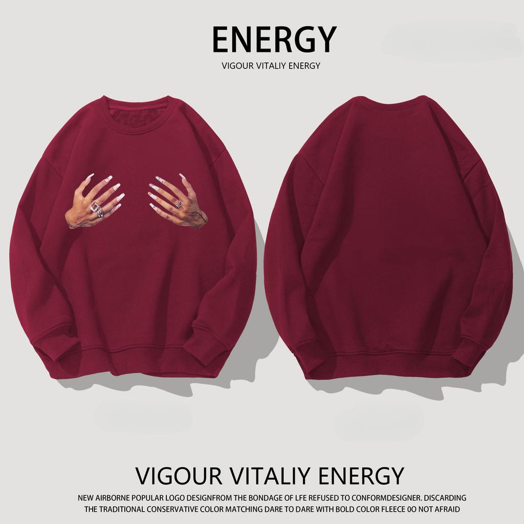 Американский уличный стиль, свободный свитер с круглым вырезом и вырезом на среднем пальце, унисекс, модная толстовка на осень/зиму