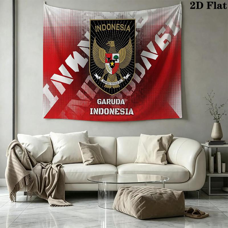 Timnas Indonesia Logo Wall Tapestry Aesthetic Wall Hanging Printed Fabric Blanket Decorative Tapestries for Bedroom Living Room Home Decor