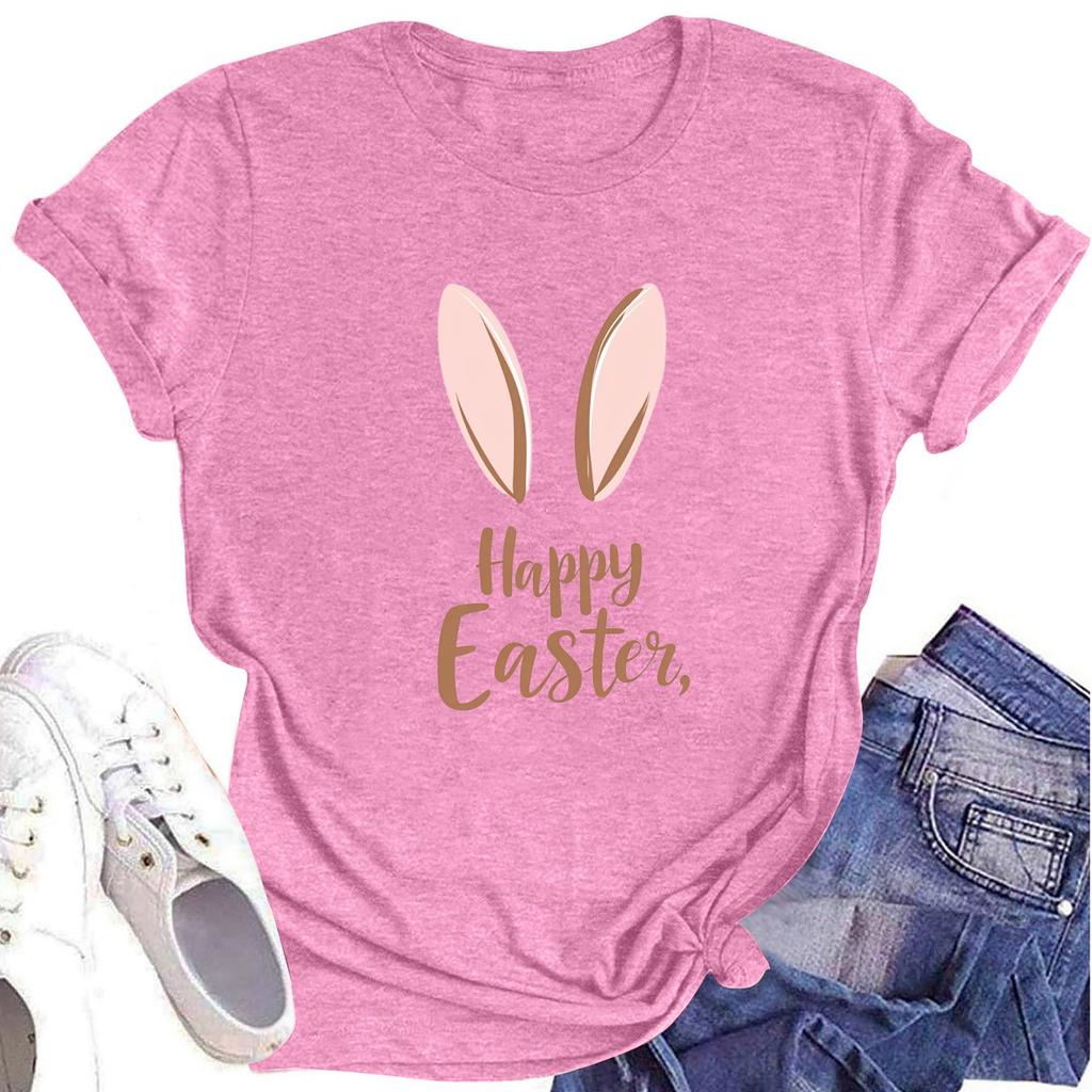 Women's Printed Round Neck Short-sleeved T-shirt Top