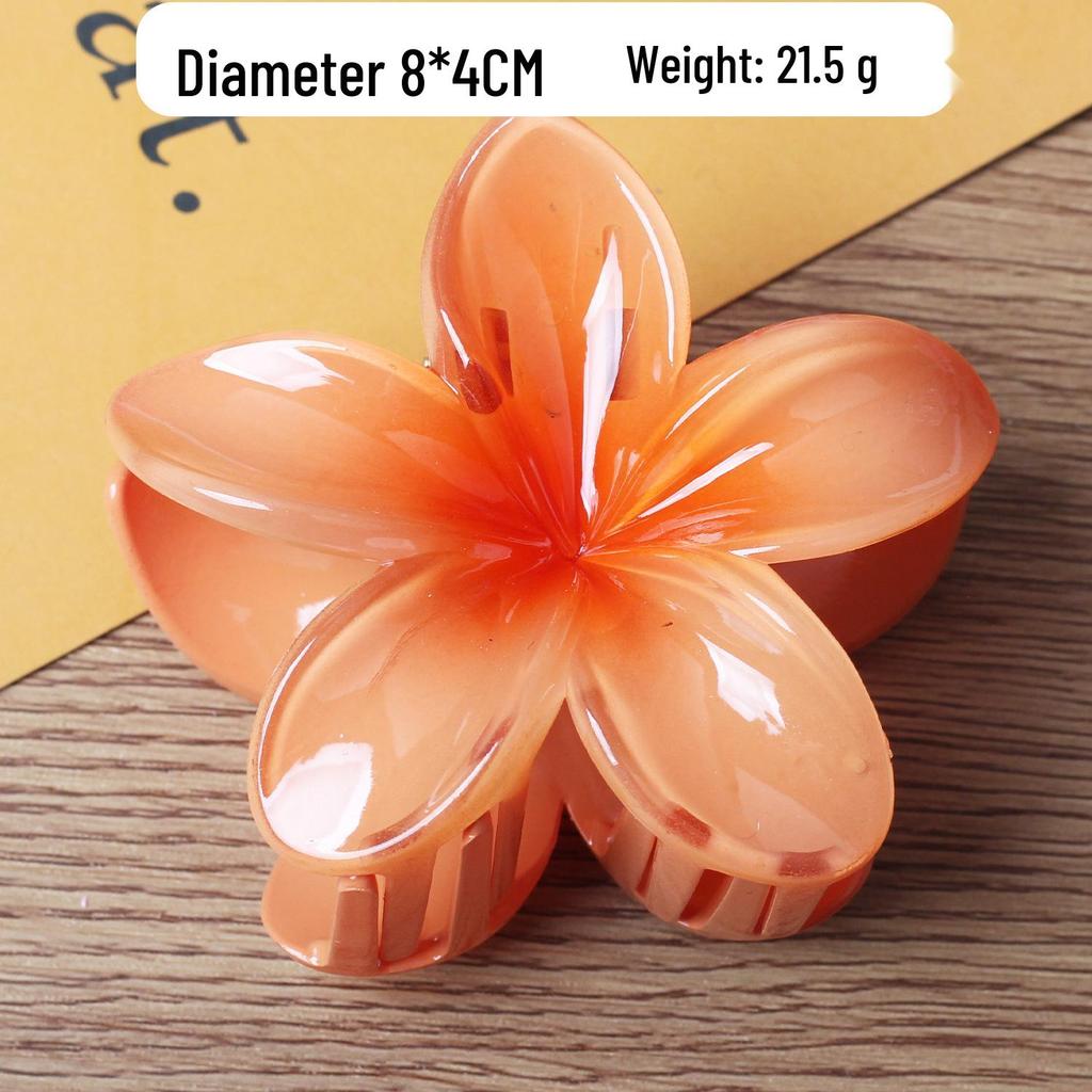 Colorful Plumeria Flower Shark Clip - Elegant Plastic Hair Accessory