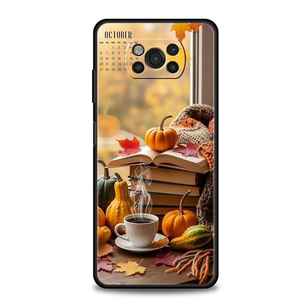 Чехол для телефона 'Тыква Осенние Листья Кофе' для Xiaomi Poco F7 Ultra F6 F5 F4 F3 X6 X5 X4 X3 NFC C51 C55 M4 GT Мягкий ТПУ Корпус