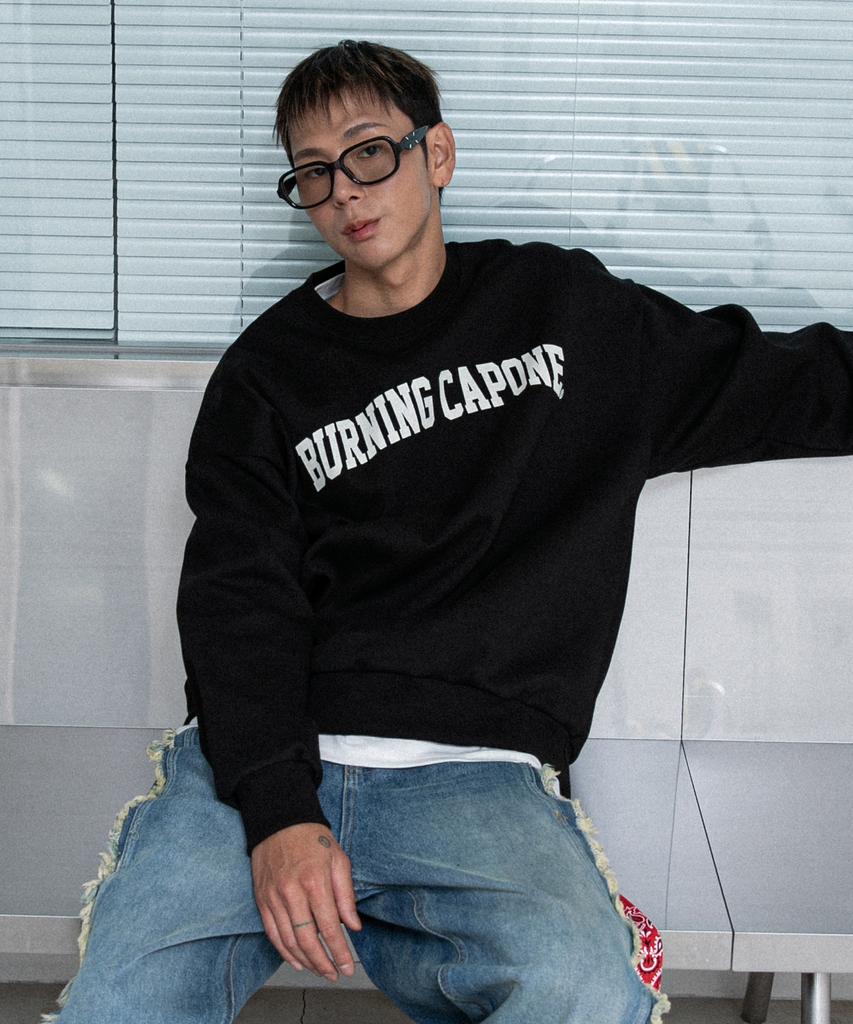 BURNING CAPONE Bc Naming Print Sweatshirt (Black)