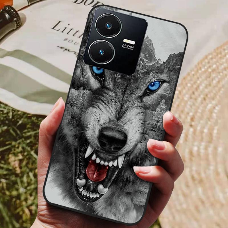 Для чехла Vivo Y22 Y22s 2022 Модный расписной черный силиконовый мягкий чехол на заднюю панель Для чехла для телефона Vivo Y22s VivoY22 Y 22 Y22 s 4G Coque
