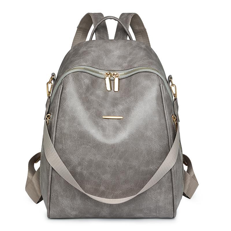 Fashion Simple Women Backpack Vintage Pu Leather Travel Back Pack Casual Shoulder Bags High Quality Teenagers Girls School Bags