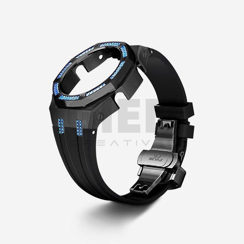 Для Casio Восьмиугольные Спортивные Часы GA2100/GA2110/GA-B2100 Модифицированный Нержавеющая Сталь Металл Синий Алмазный Корпус Ремешок Набор Аксессуаров