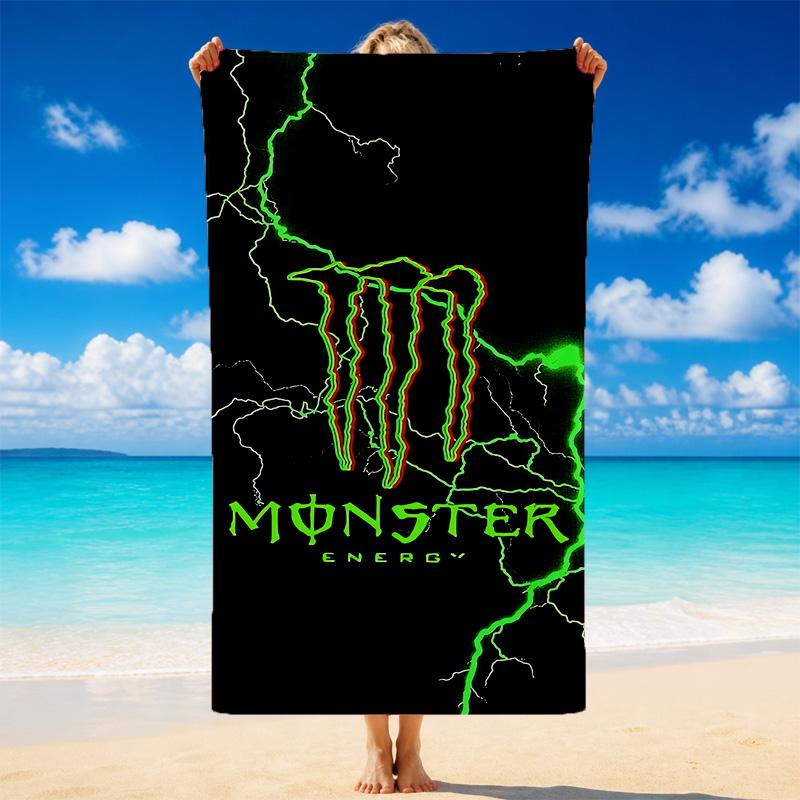 Monster Energy Быстросохнущее Микрофибровое Пляжное Полотенце Мягкое Впитывающее Устойчивое к Песку Полотенце Для Пляжа Бассейна Путешествий Лето
