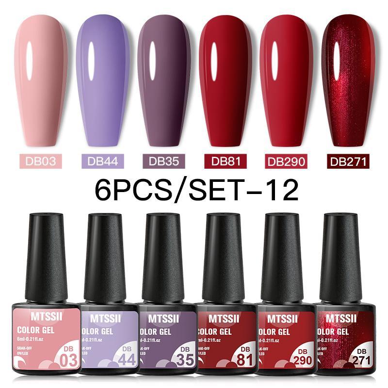 Mtssii 6 шт./компл. набор гель-лаков для ногтей с рождественским блеском, цветной набор, замачиваемый УФ-лак для ногтей