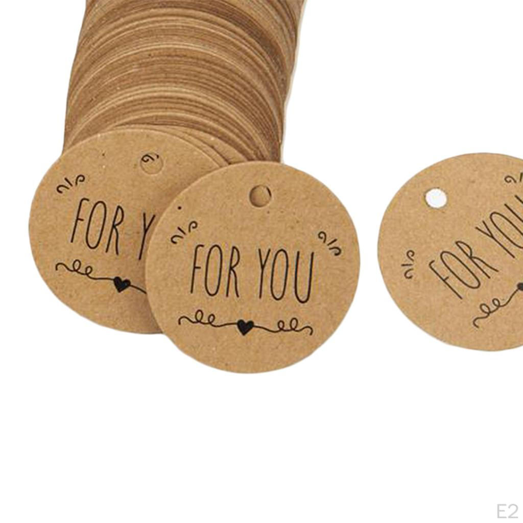 100x Круглые бирки из крафт-бумаги со шнурком, сувенир для вечеринки, подарок для DIY-карточек