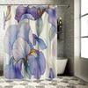 Элегантная шторка для душа с узором ирисов для декора дома - Мягкий фиолетовый и синий цветочный дизайн, водонепроницаемый аксессуар для ванной