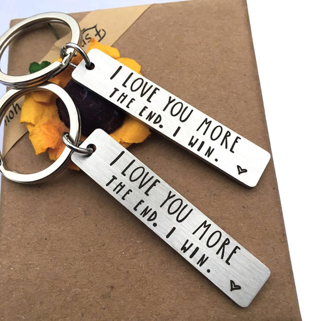 Lettering Keychain Engraved Keyrings I lOVE More The End Engraved Couple Keyring Charm for Birthday Christmas Gift