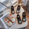 Girl's Mary Janes Spring Flower Pu Leather Matte Sweet Children Leather Shoe 21-35 Three Colors Chic Shallow Kids Flat Shoe21-35