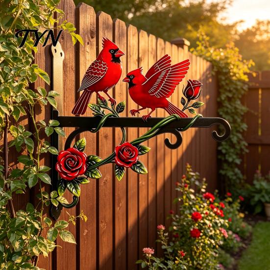 Heavy Duty Metal Hooks for Hanging Plants Red Bird Plant Hanger, Outdoor Wall Hook, Mounted Rust Proof Iron Support Bracket Plants,