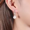 Elegant Round Imitation Pearl Dangle Earrings Dazzling CZ Women Engagement Wedding Graceful Accessories Fashion Earrings