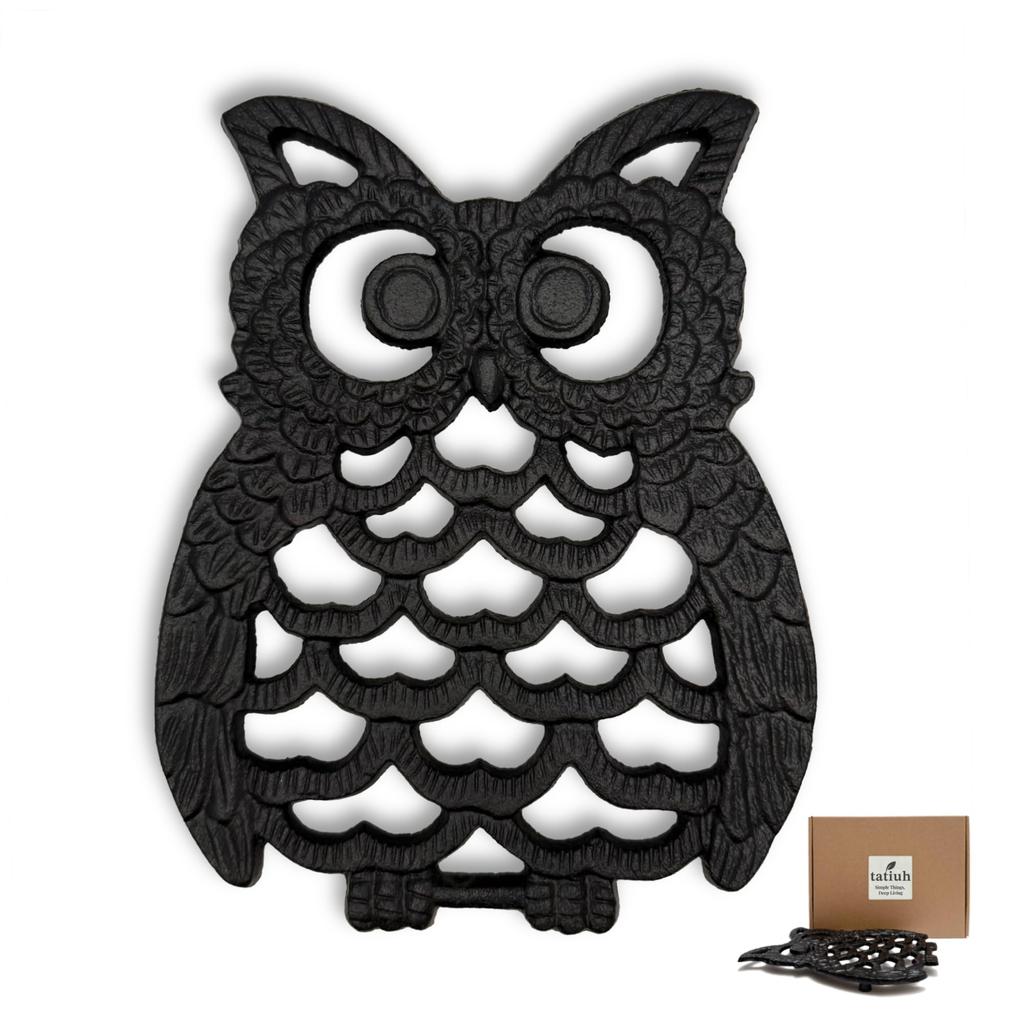 tatiuh Cast Iron 19cm Available in 3 Designs and Compatible with Dutch Ovens and Iron Nordic Perfect Gift Trivet, Long, (Lace, Owl, Fish),