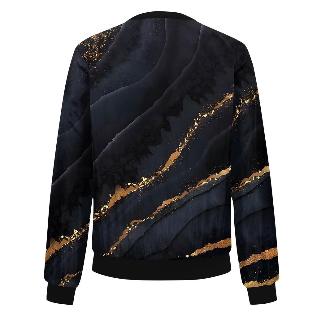 Женская мода повседневная куртка с градиентным принтом на молнии с карманами