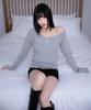 ROSEFRANTZ Lace Label V-Neck Long Sleeve [Gray]