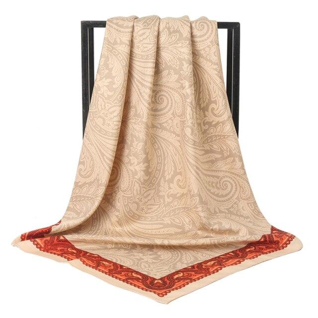 2021 Design Brand Women Square Silk Scarf Chain Print Head Scarfs Female Satin Hijab Scarves Shawl Wrap Lady Headband Foulard