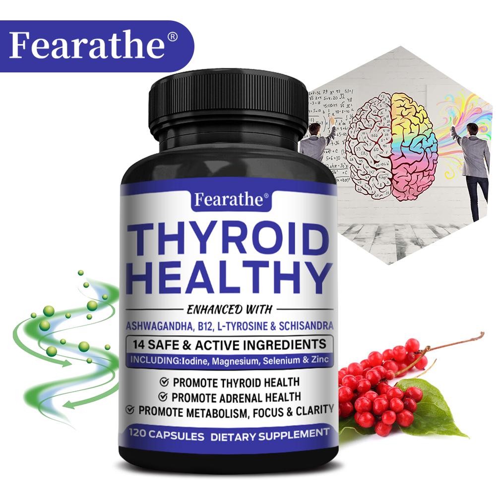 Fearather Thyroid Healthy Dietary Supplement - Vitamin B12, Ashwagandha - 120 Capsules