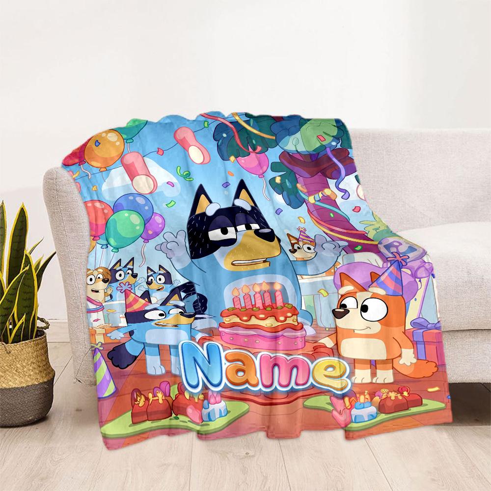 Happy Birthday Celebration Customize Your Name Blanket Gift Customizable Blanket Comfortable Suitable for Sofa Living Room Office Chair Seaside