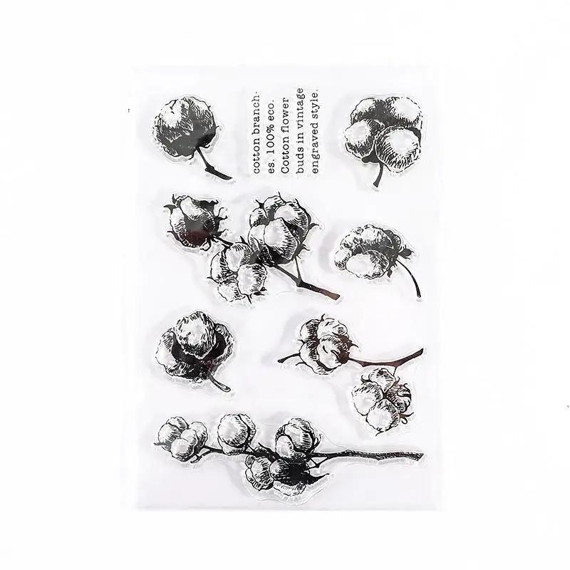 Прозрачные штампы из растительного материала, силиконовый штамп для скрапбукинга, принадлежности для изготовления карточек, канцелярские принадлежности для рукоделия, штампы для ведения журнала