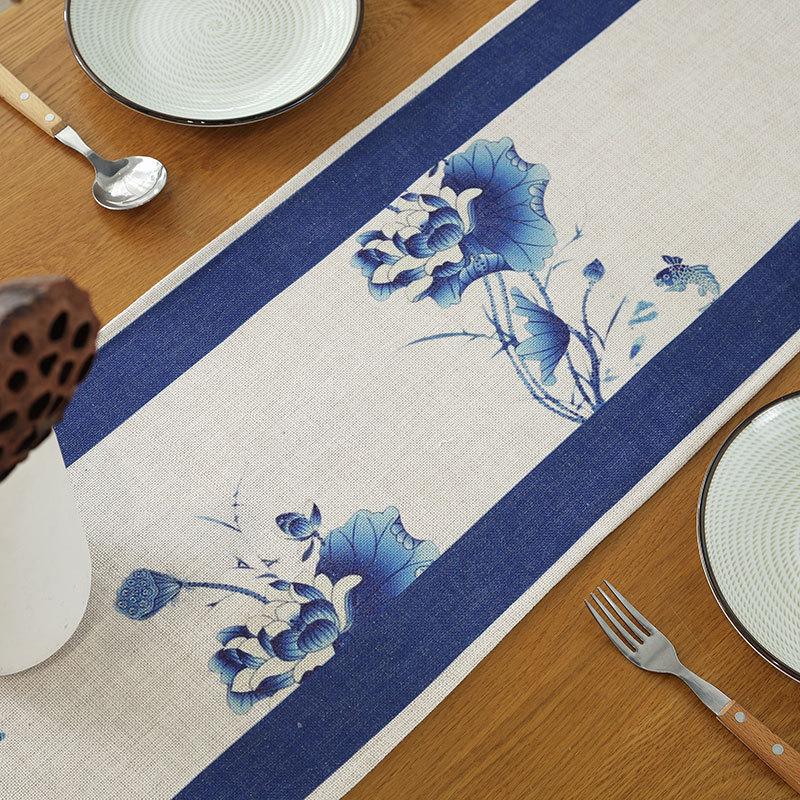 Linen Simple Chinese Style Ink Painting Table Runner Tea Table Strip Coffee Table Flag