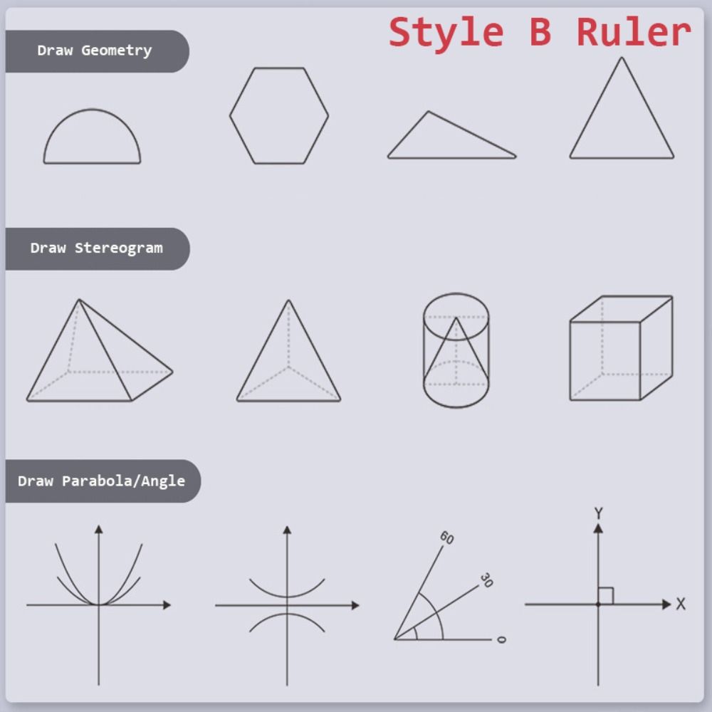 Подарок для новых учеников Школьные канцелярские товары Транспортир Обучающий измерительный инструмент Линейка Геометрический рисунок