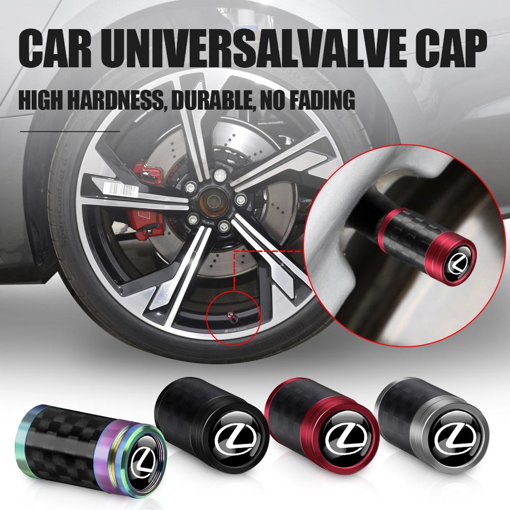PYZW6 4Pcs Carbon Fiber Car Wheel Tire Valve Stem Air Cap Auto Accessories For Lexus NX300h EX300h CT200h RX330 IS F Sport RX RX300