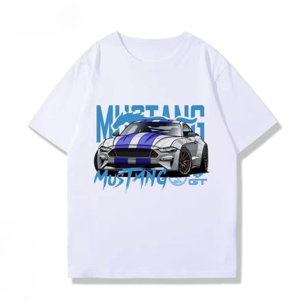 2025 Summer Ford Mustang Shelby Mustang Modification Culture American Muscle Car Loose Summer Short-sleeved T-shirt Men's Wear