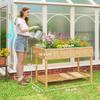 Fir Wood Raised Rectangular 8 Compartment Plant Stand Oak Tone