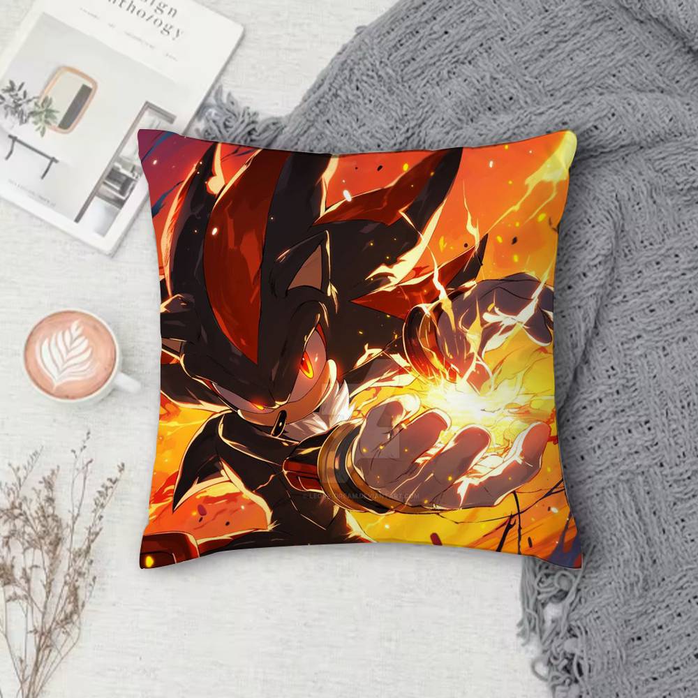 Shadows S-Sonics Hedgehog Double-Sided Printed Square Pillow Cover Decorative Cushion Cover For Sofa Bedroom Bedside