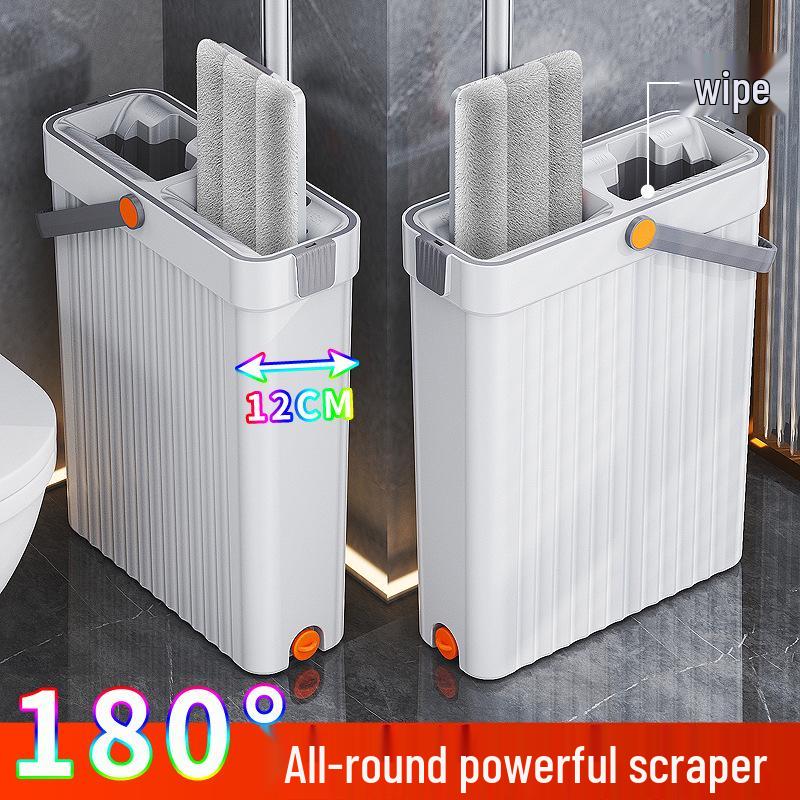 Компактный набор швабры и ведра: Швабра с плоской насадкой для мытья и сушки без рук со скребком для узких щелей