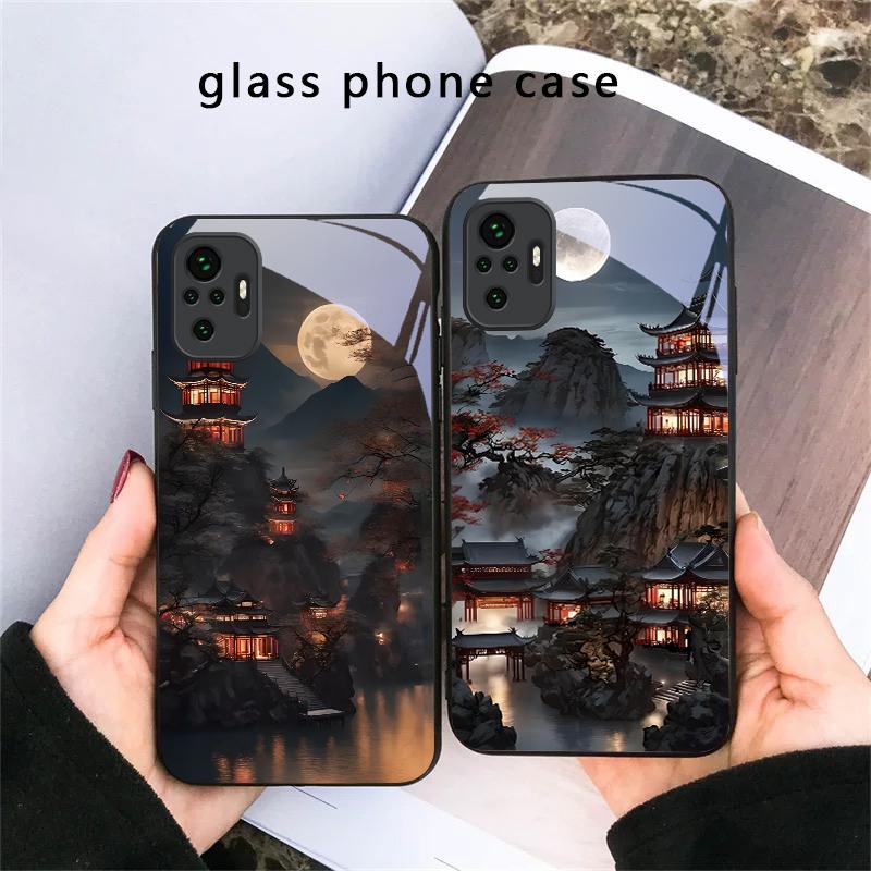 Свет луны Сказочная тропа Для Redmi Note 14 Pro+ 13 Pro 8 9 9S 12S 10 Pro 11 12 13C 14C A3 12 13 K60 Ultra Черный Стеклянный Чехол для Телефона