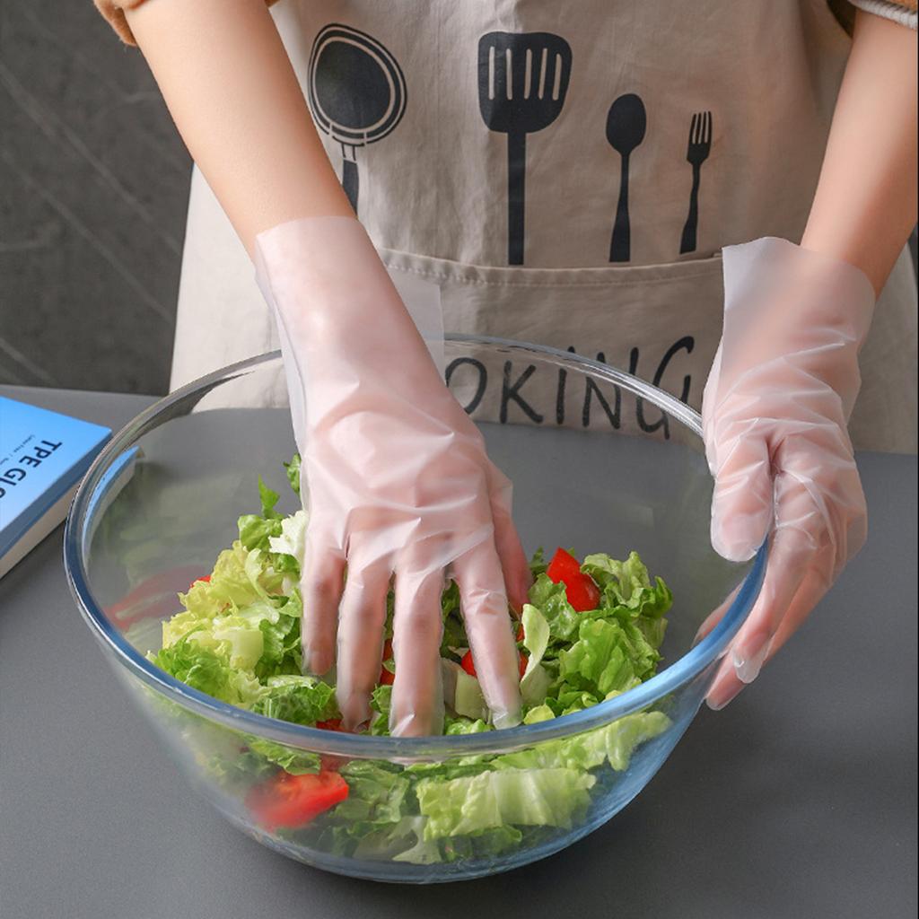 100PCS Disposable TPE Gloves Thicken Transparent Food Grade for Kitchen Baking Cooking CleaningM
