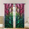 2pcs Floral Stained Glass Window Curtains   Room Darkening   Polyester   Holiday Decor   Home Decor   Rod Pocket Curtains