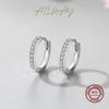 100 %925 Sterling Silver Clear Zircon Simple Fashion Hoop Earrings For Women Girls Anti -Allergy Fine Jewelry Gifts