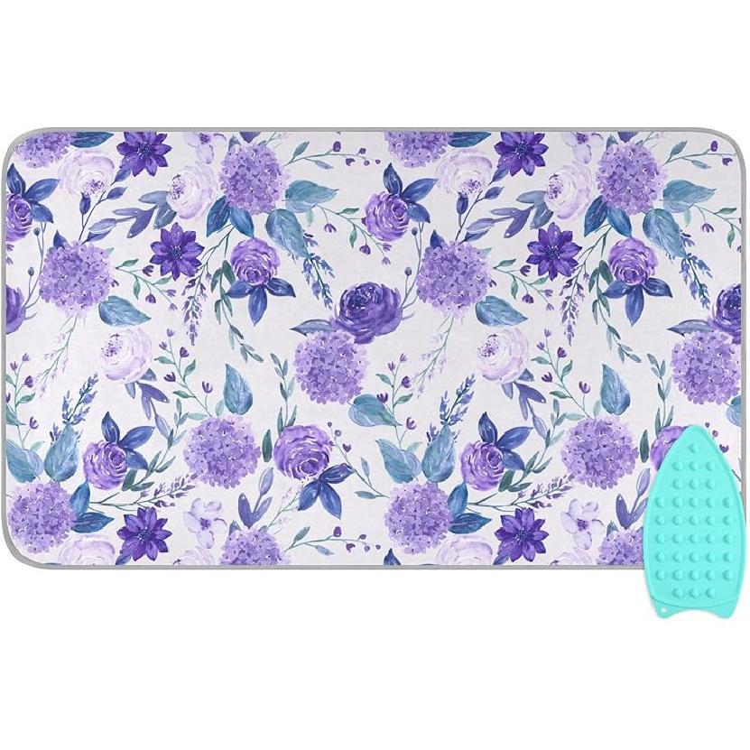 Коврик для глажки для стола Портативное дорожное одеяло для глажки Чехлы для гладильной доски Коврик для прессования Подушки для термопресса 27,6x47,2 дюйма Серые цветы