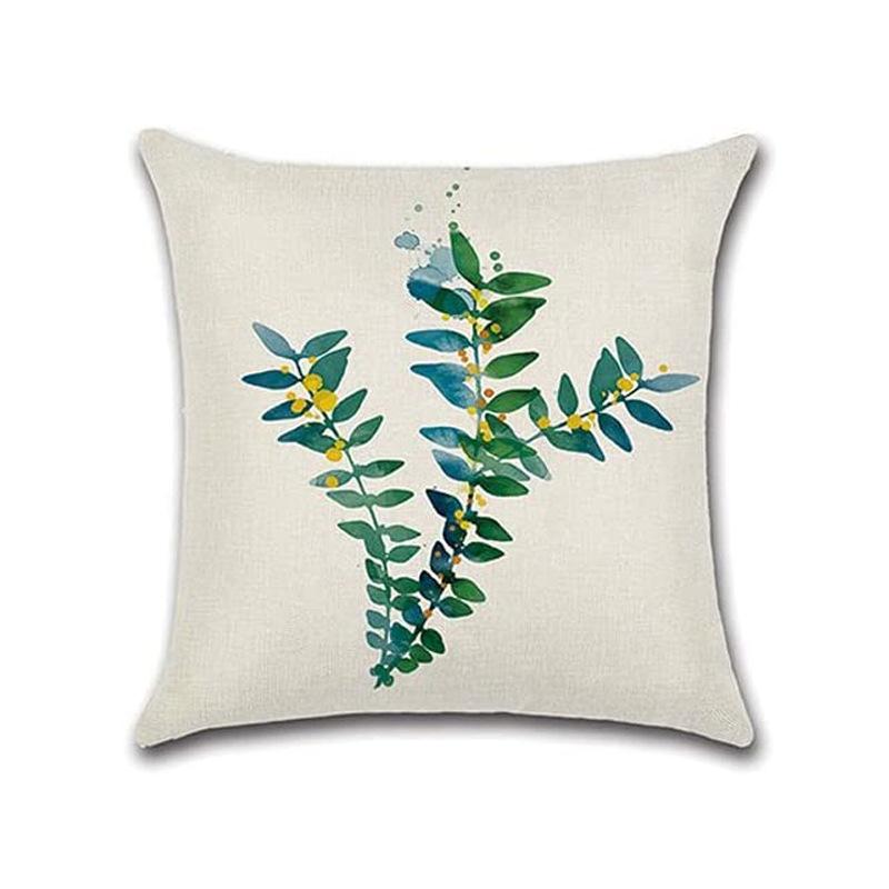 Simple Modern Green Leaves Tropical Plant Series Linen Pillowcase Nordic Small Fresh Style Cushion Cover