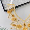 Золото Тяжелая Промышленность Бисер Пайетки V-образный вырез Вышивка Декаль Платье Сценическое платье Декоративные Передние Наклейки из ткани для шеи Аксессуары