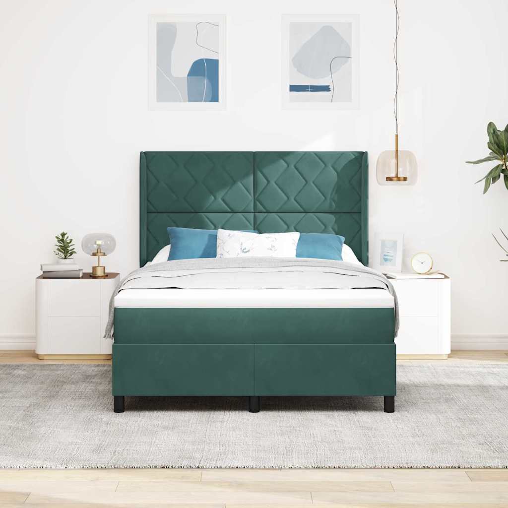 Boxspring Bed with Headboard Dark Green 160 x 200 cm Velvet