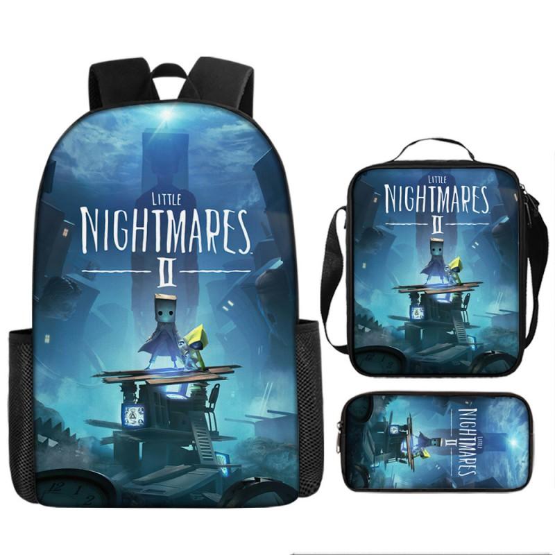 Little Nightmares Anime School Backpack Set Kids - 17 Inch Oxford Fabric Dual-Strap Bag With Crossbody Pouch Pencil Case