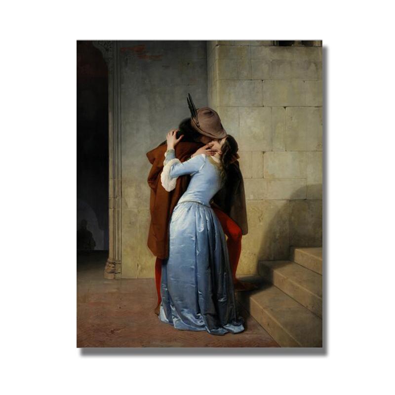 Италия Франческо Хайес Kiss-Il Bacio Холст Картина Плакаты и принты Настенная картина для декора гостиной Cuadros