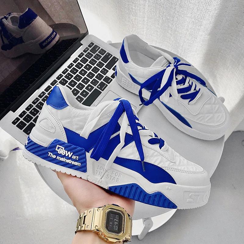 Fashion Casual Platform Sneakes Designer Shoes for Men Two-tone Lace Up Trainers Fashion Student Sneakes Mens Vulcanized Tenis Masculino