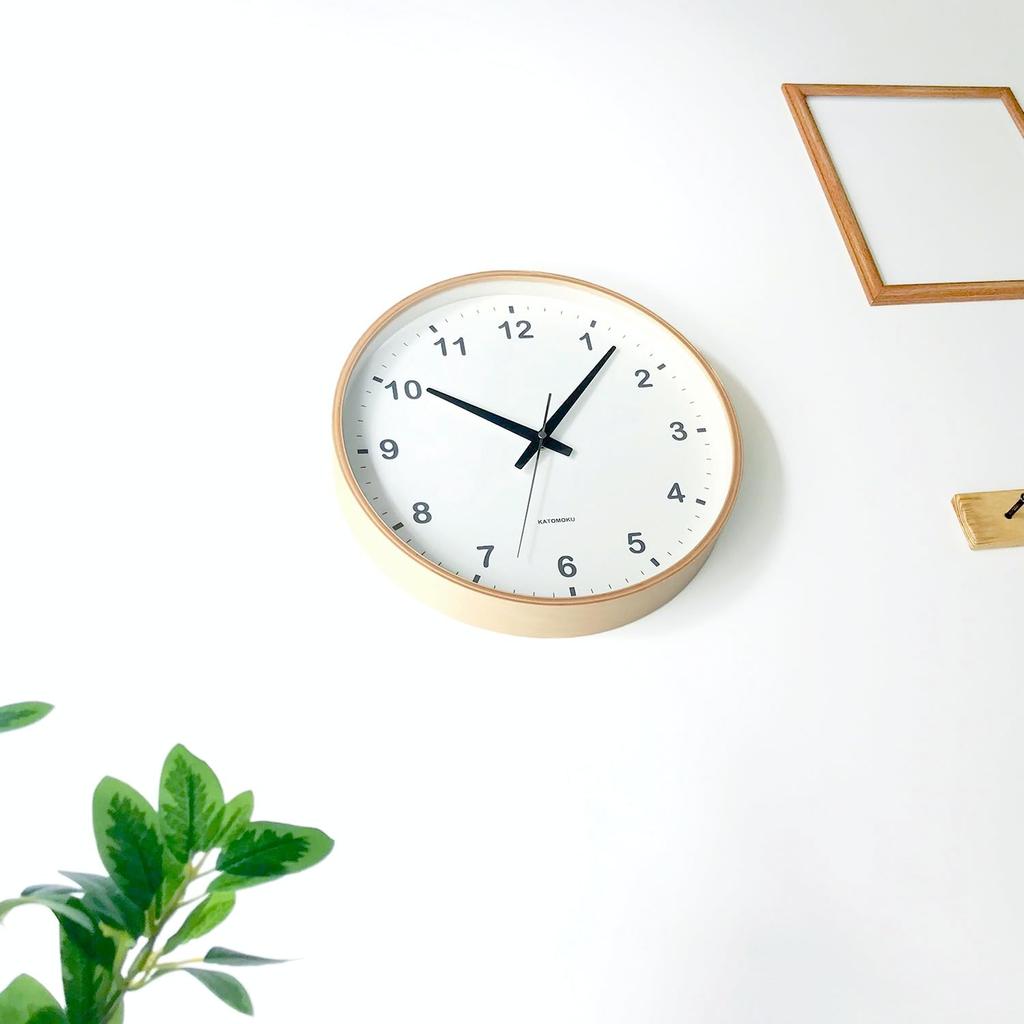 KATOMOKU plywood clock, natural finish, km-33LRCS, wall clock with continuous second hand, 30.4cm diameter (SKP radio-controlled clock)