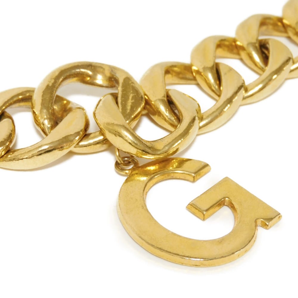 Used 10059 Miami Cuban Logo Charm 0.9" 7984 Curb Chain, Extra Thick, Gold Plated, Vintage Gold Men's from Japan